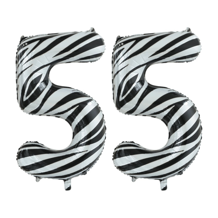 Folieballon 55 jaar zebra 86cm