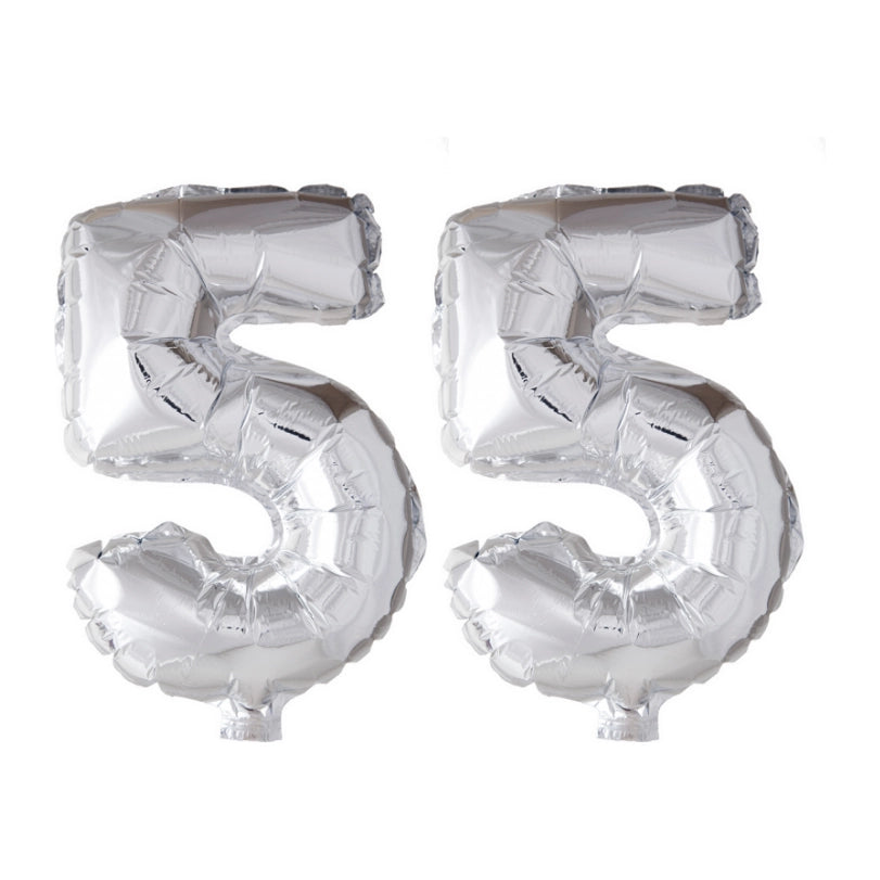 Folieballon 55 jaar Zilver 66cm