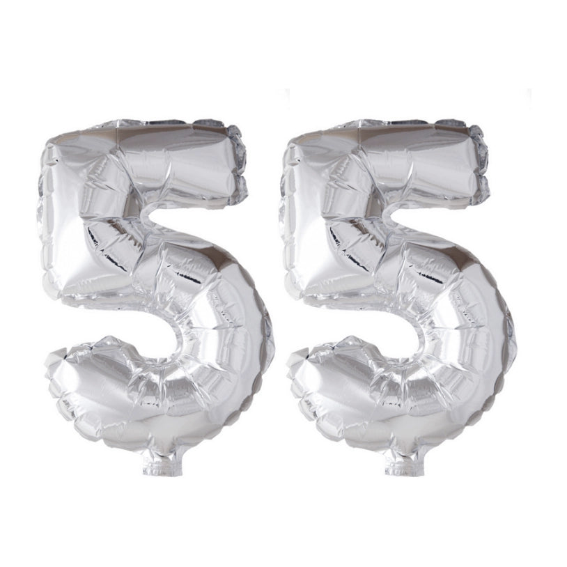 Folieballon 55 jaar zilver 86cm