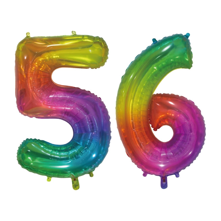 Folieballon 56 jaar Regenboog 76cm