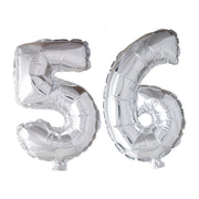 Folieballon 56 jaar Zilver 66cm