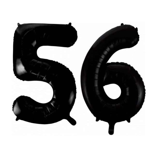 Folieballon 56 jaar zwart 41cm