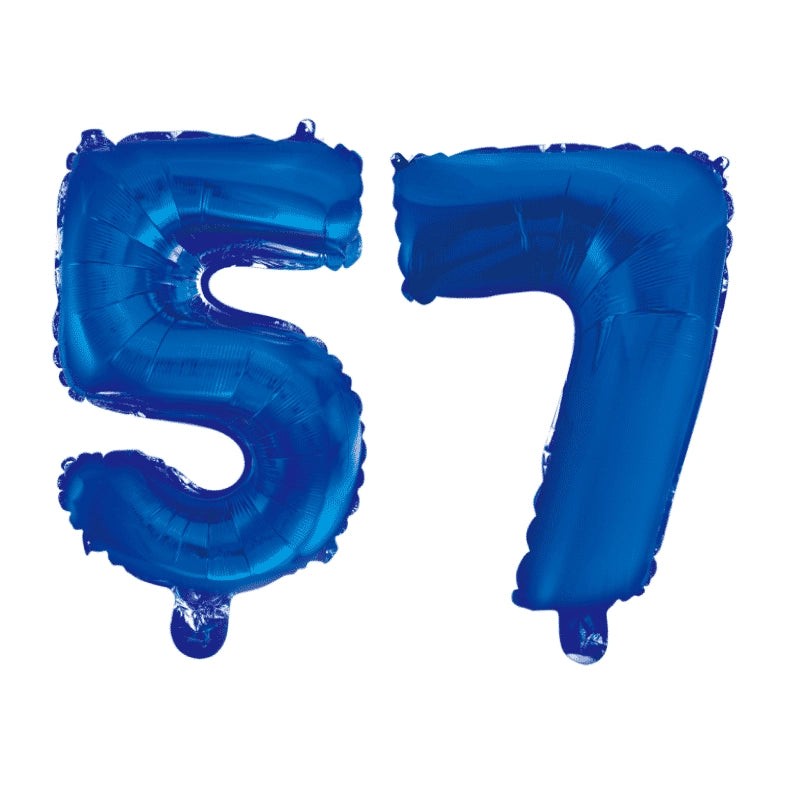 Folieballon 57 jaar blauw 41cm