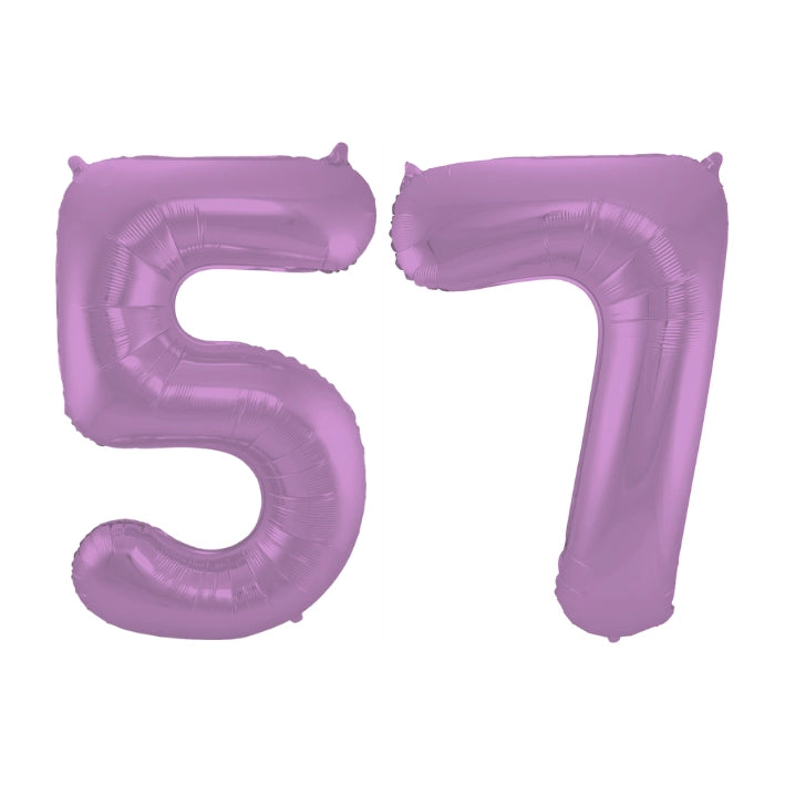 Folieballon 57 jaar metallic paars 86cm