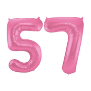 Folieballon 57 jaar metallic roze mat 86cm