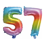 Folieballon 57 jaar Regenboog 86cm