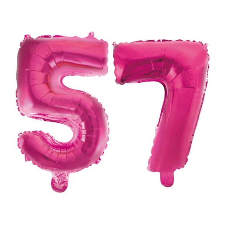 Folieballon 57 jaar roze 41cm