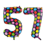 Folieballon 57 jaar stippen 86cm