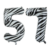 Folieballon 57 jaar zebra 86cm