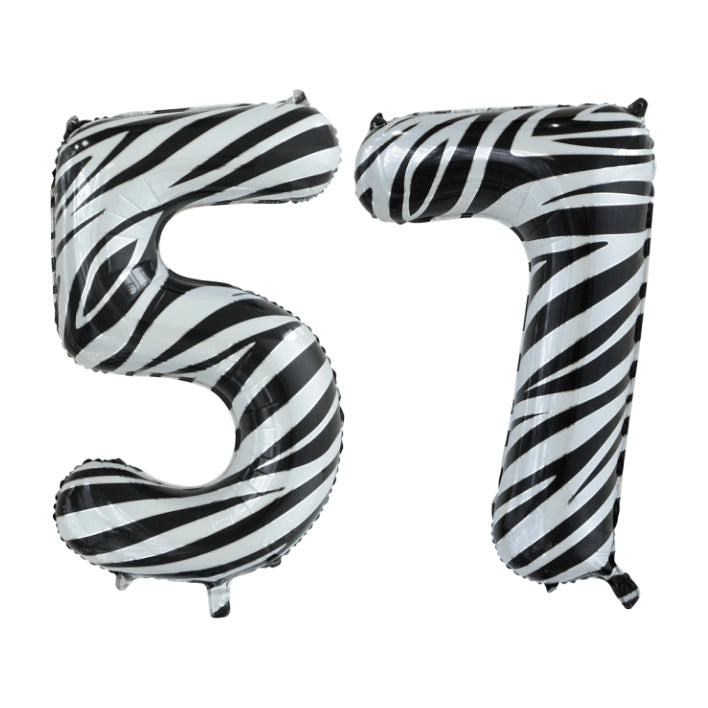 Folieballon 57 jaar zebra 86cm