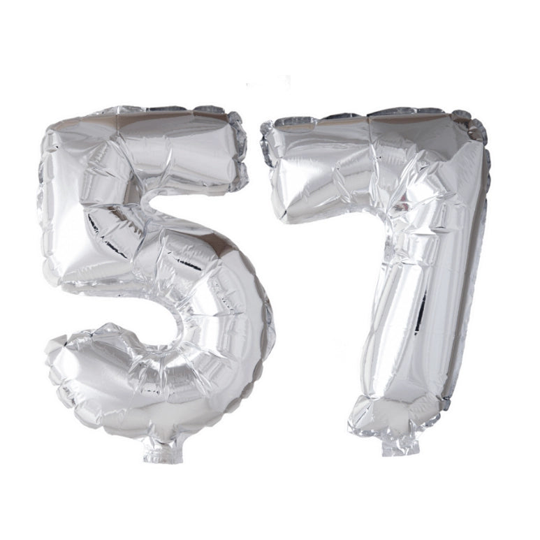Folieballon 57 jaar zilver 41cm