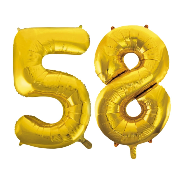 Folieballon 58 jaar Goud 66cm