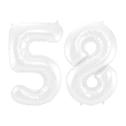 Folieballon 58 jaar metallic wit 86cm