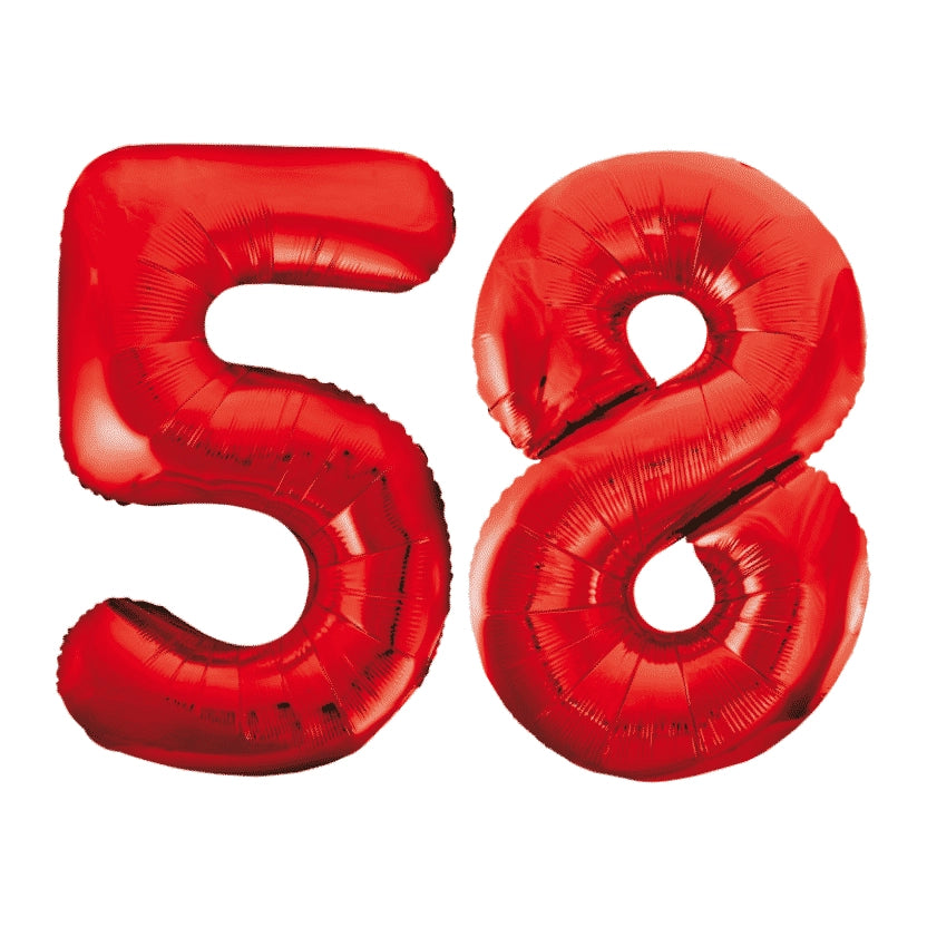Folieballon 58 jaar rood 86cm