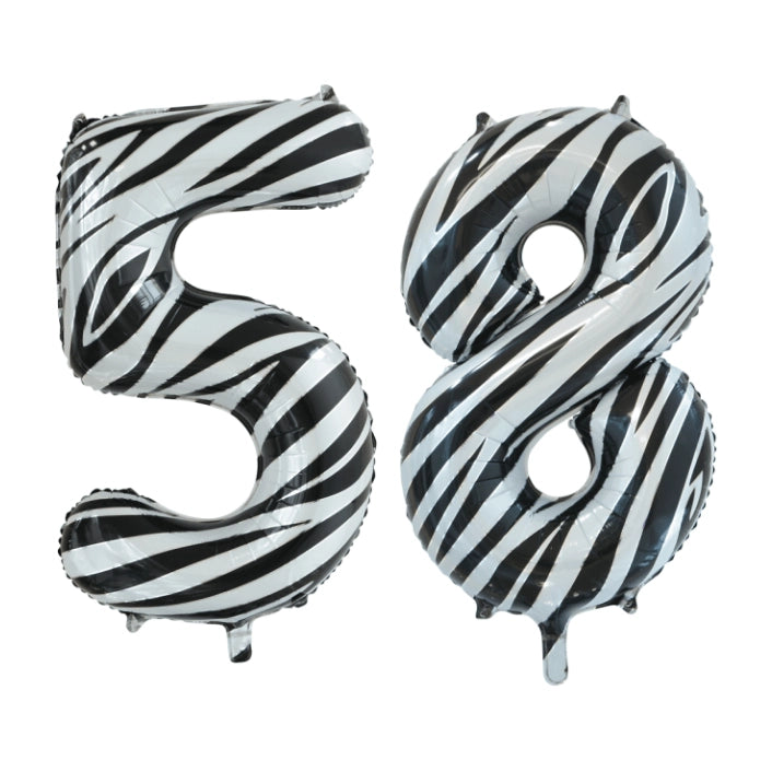 Folieballon 58 jaar zebra 86cm