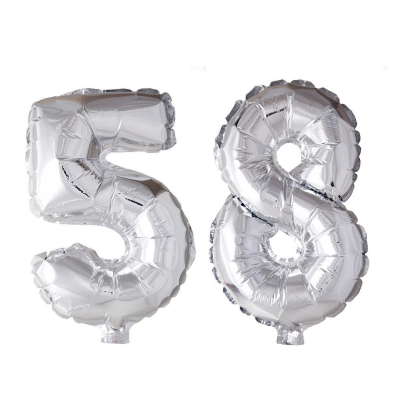 Folieballon 58 jaar Zilver 66cm