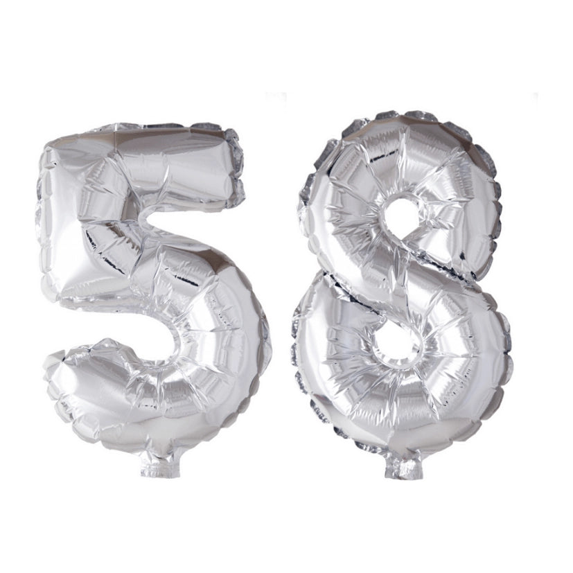 Folieballon 58 jaar zilver 86cm