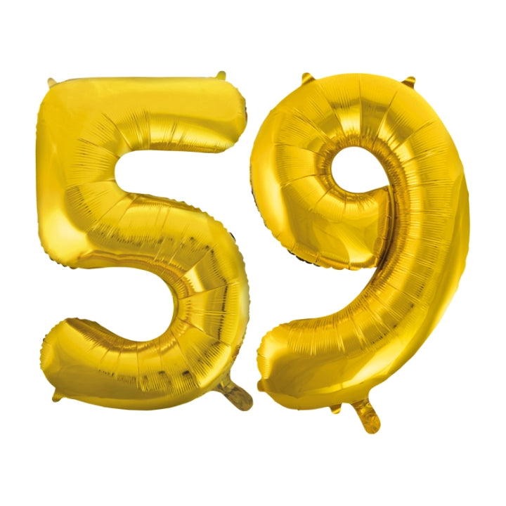 Folieballon 59 jaar Goud 66cm