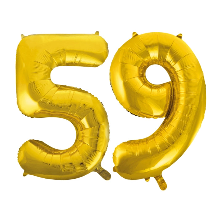 Folieballon 59 jaar Goud 86cm