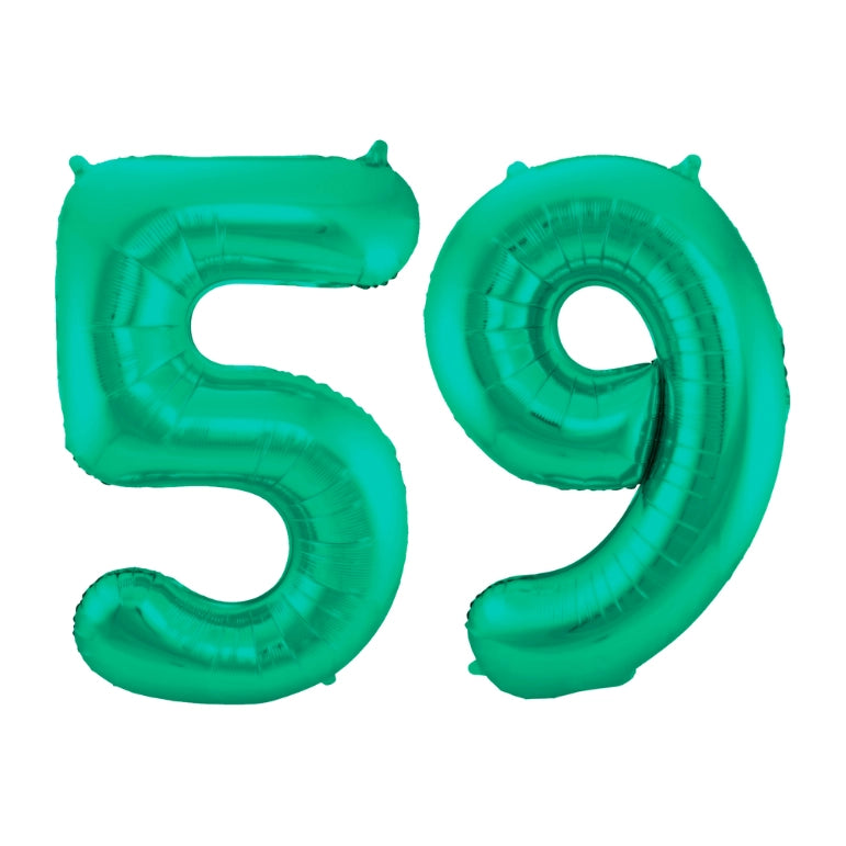 Folieballon 59 jaar metallic groen 86cm