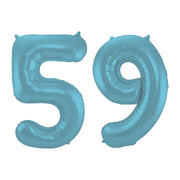 Folieballon 59 jaar metallic pastel blauw mat 86cm