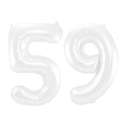 Folieballon 59 jaar metallic wit 86cm