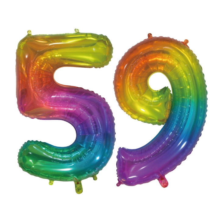 Folieballon 59 jaar Regenboog 76cm