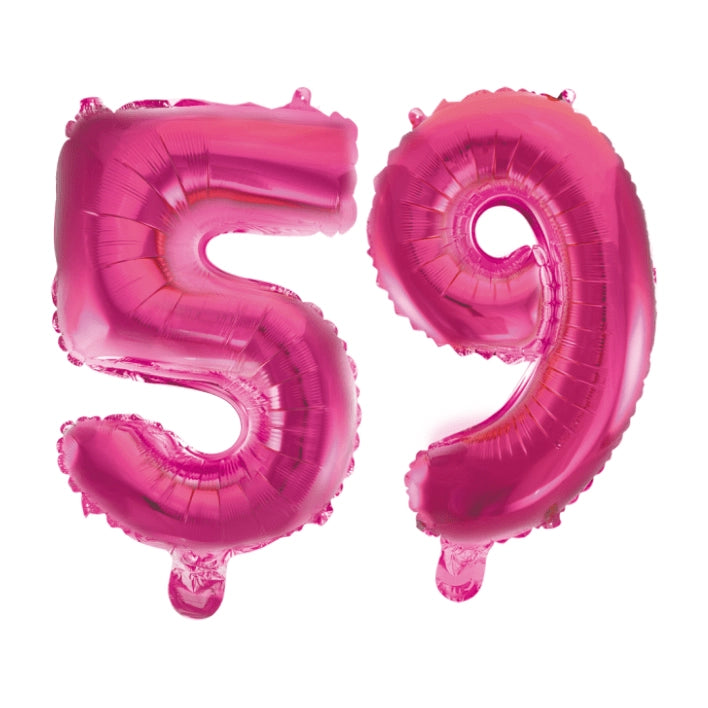 Folieballon 59 jaar roze 41cm