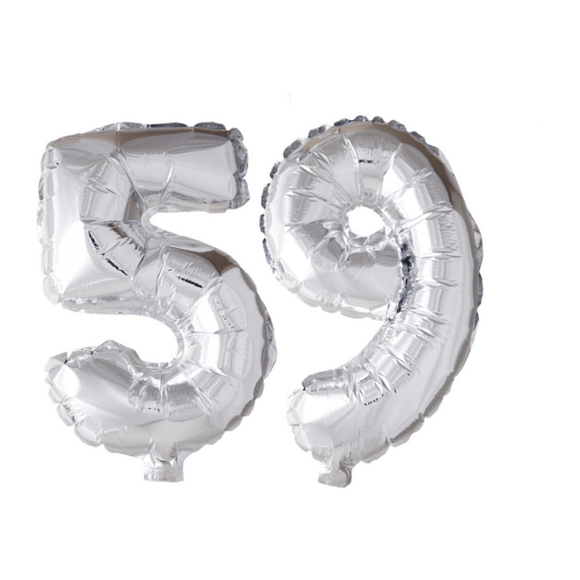 Folieballon 59 jaar zilver 41cm
