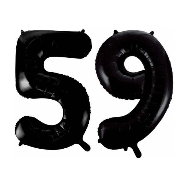 Folieballon 59 jaar zwart 86cm