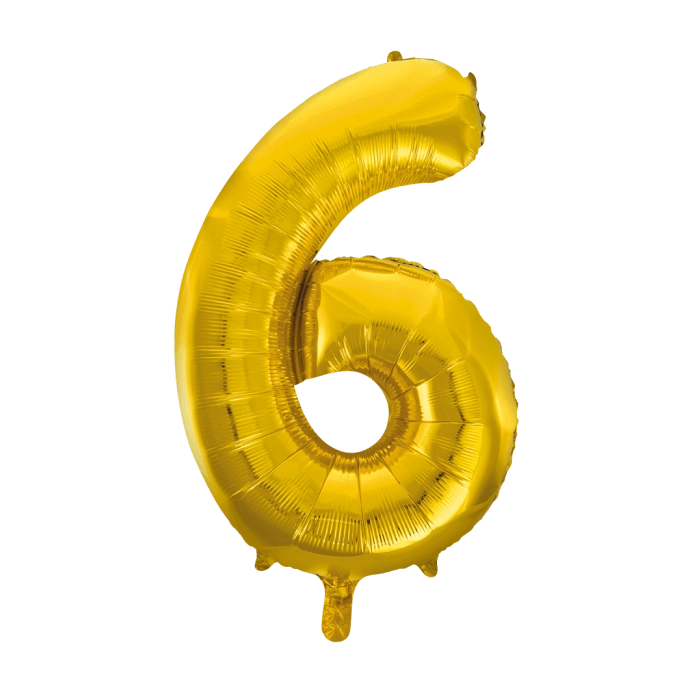 Folieballon 6 jaar Goud 86cm