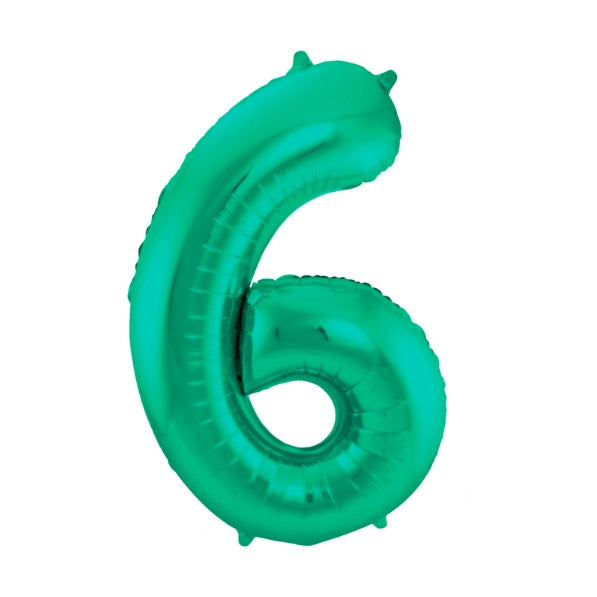 Folieballon 6 jaar metallic groen 86cm