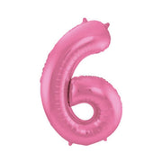 Folieballon 6 jaar metallic roze mat 86cm