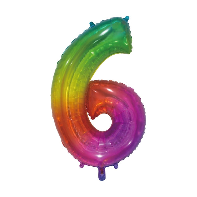 Folieballon 6 jaar Regenboog 76cm