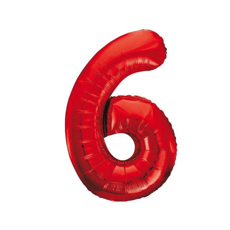 Folieballon 6 jaar rood 86cm