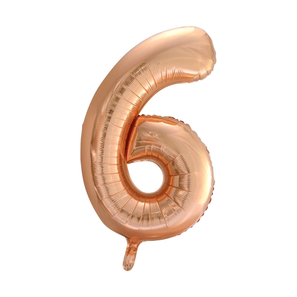 Folieballon 6 jaar Rose Goud 66cm