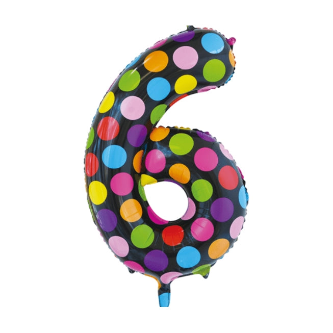 Folieballon 6 jaar stippen 86cm