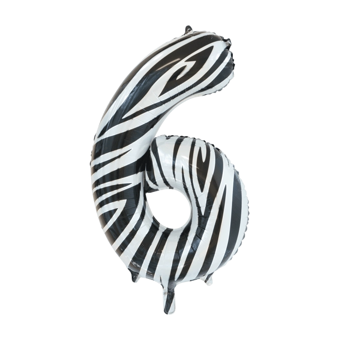 Folieballon 6 jaar zebra 86cm