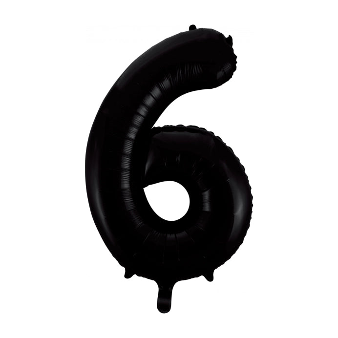 Folieballon 6 jaar zwart 86cm