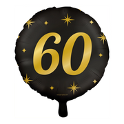 Folieballon 60  jaar - goud zwart - 45cm