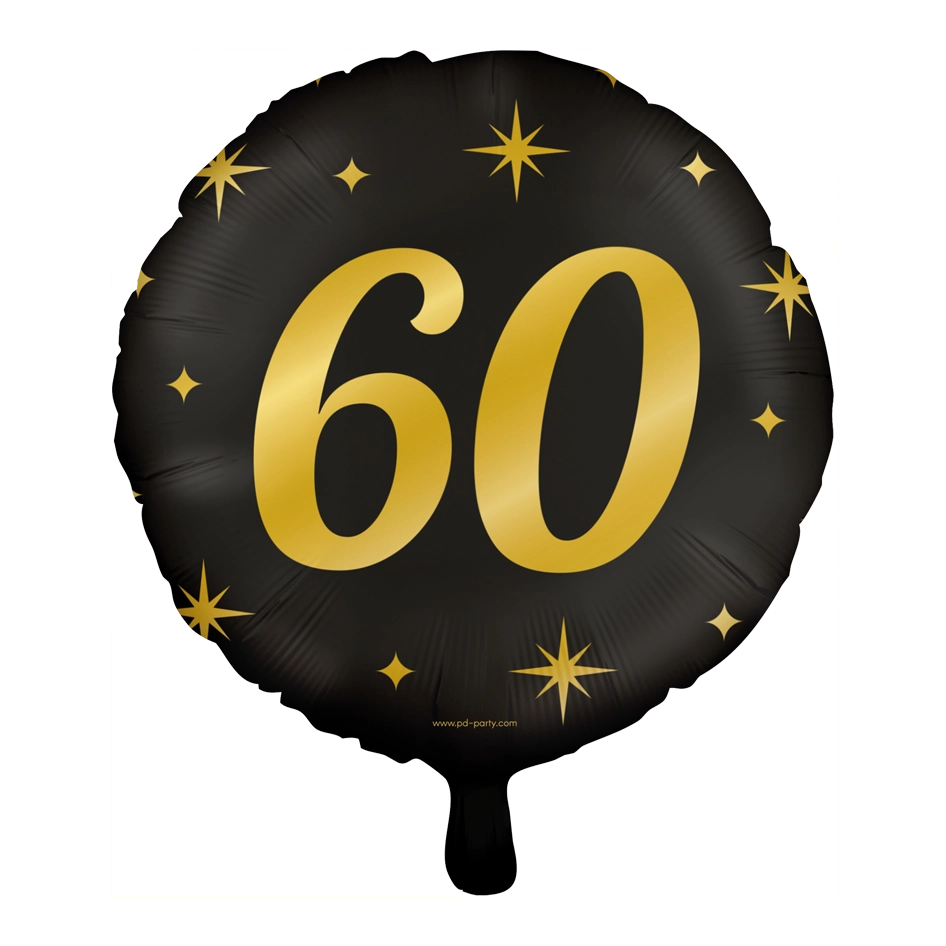 Folieballon 60  jaar - goud zwart - 45cm
