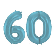 Folieballon 60 jaar metallic pastel blauw mat 86cm