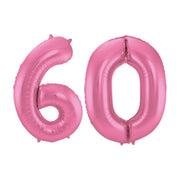Folieballon 60 jaar metallic roze mat 86cm
