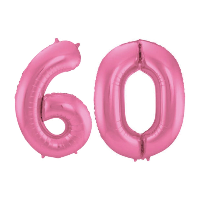 Folieballon 60 jaar metallic roze mat 86cm