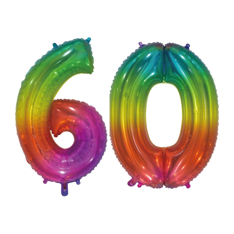 Folieballon 60 jaar Regenboog 76cm