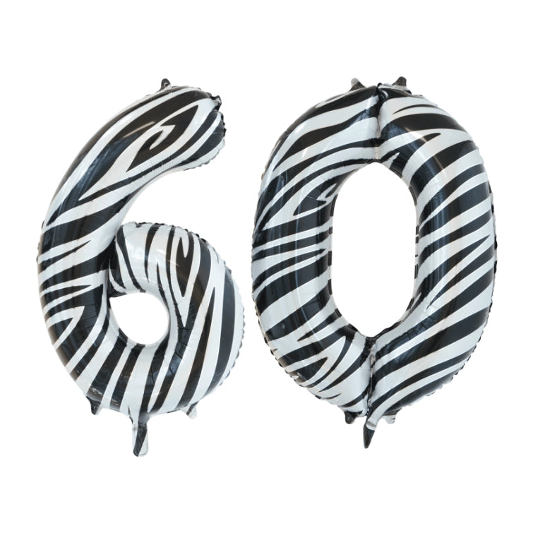 Folieballon 60 jaar zebra 86cm