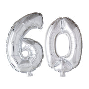 Folieballon 60 jaar Zilver 66cm