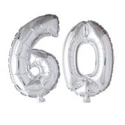 Folieballon 60 jaar zilver 86cm