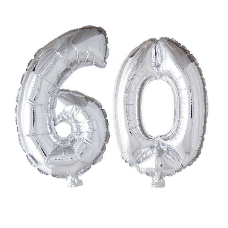 Folieballon 60 jaar zilver 86cm