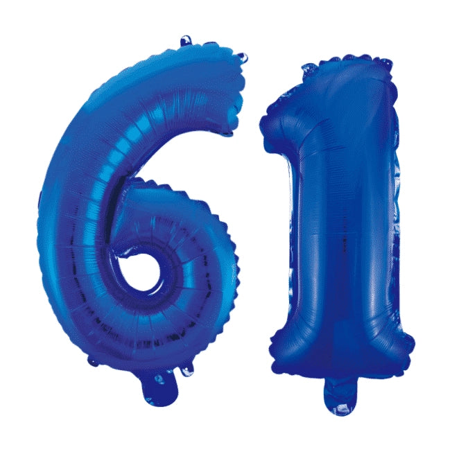 Folieballon 61 jaar blauw 86cm